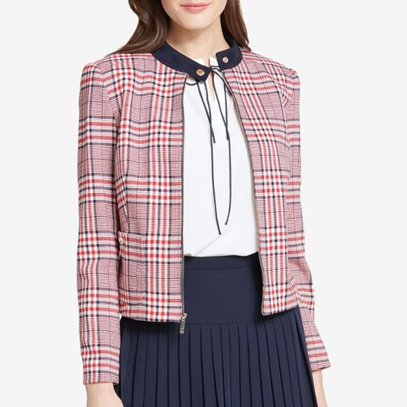 Tommy Hilfiger Plaid Zip-Up Jacket, Size Small - Picture 2 of 14